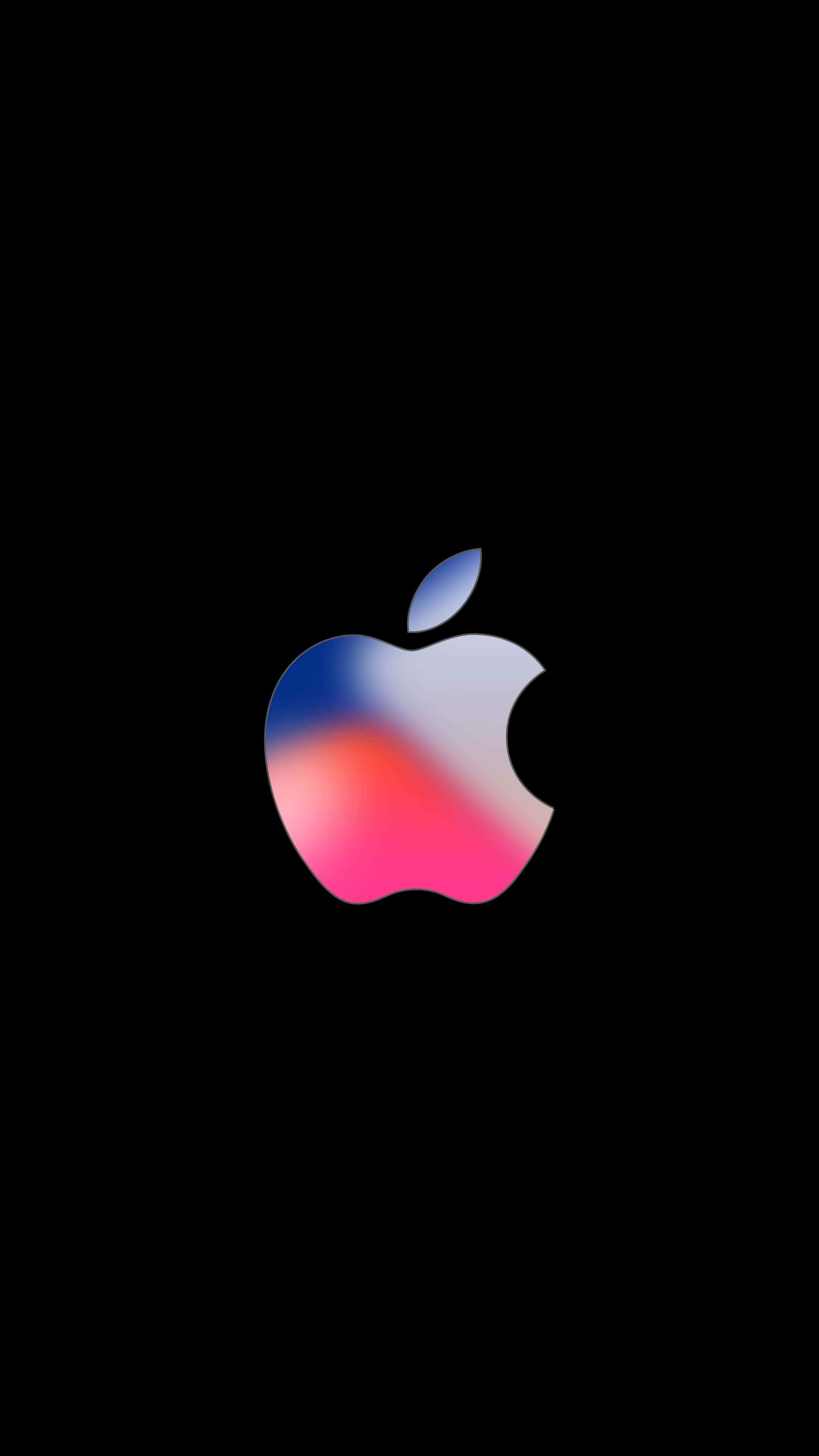 Apple logo, blue and pink gradient, stark black background, 4K Phone Wallpaper