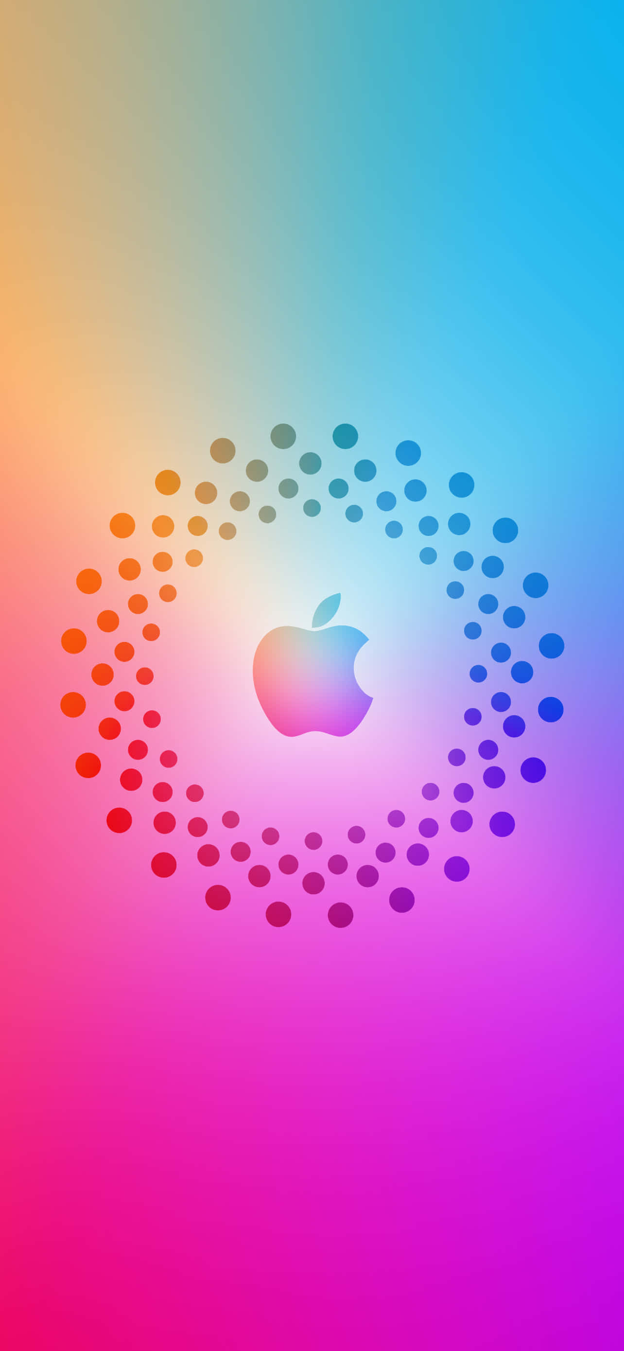 Apple logo, colorful dot pattern, glowing, 2K Phone Wallpaper