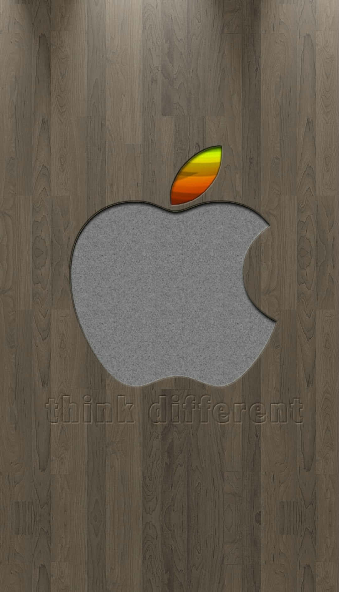 Apple logo, rainbow leaf cutout, gray textured, HD Phone Wallpaper