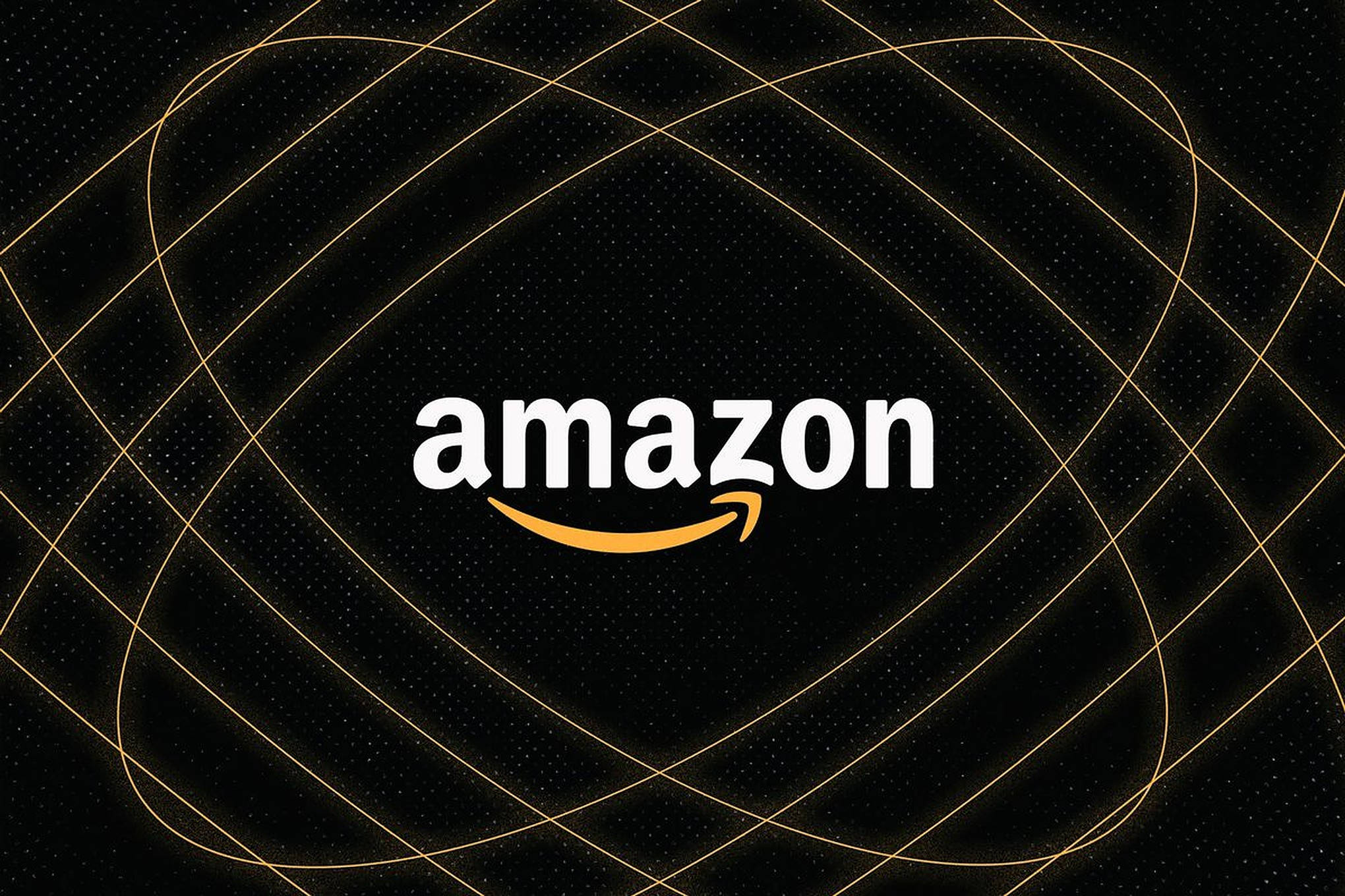 Amazon, Amazon logo, black starry background, Full HD Desktop Wallpaper