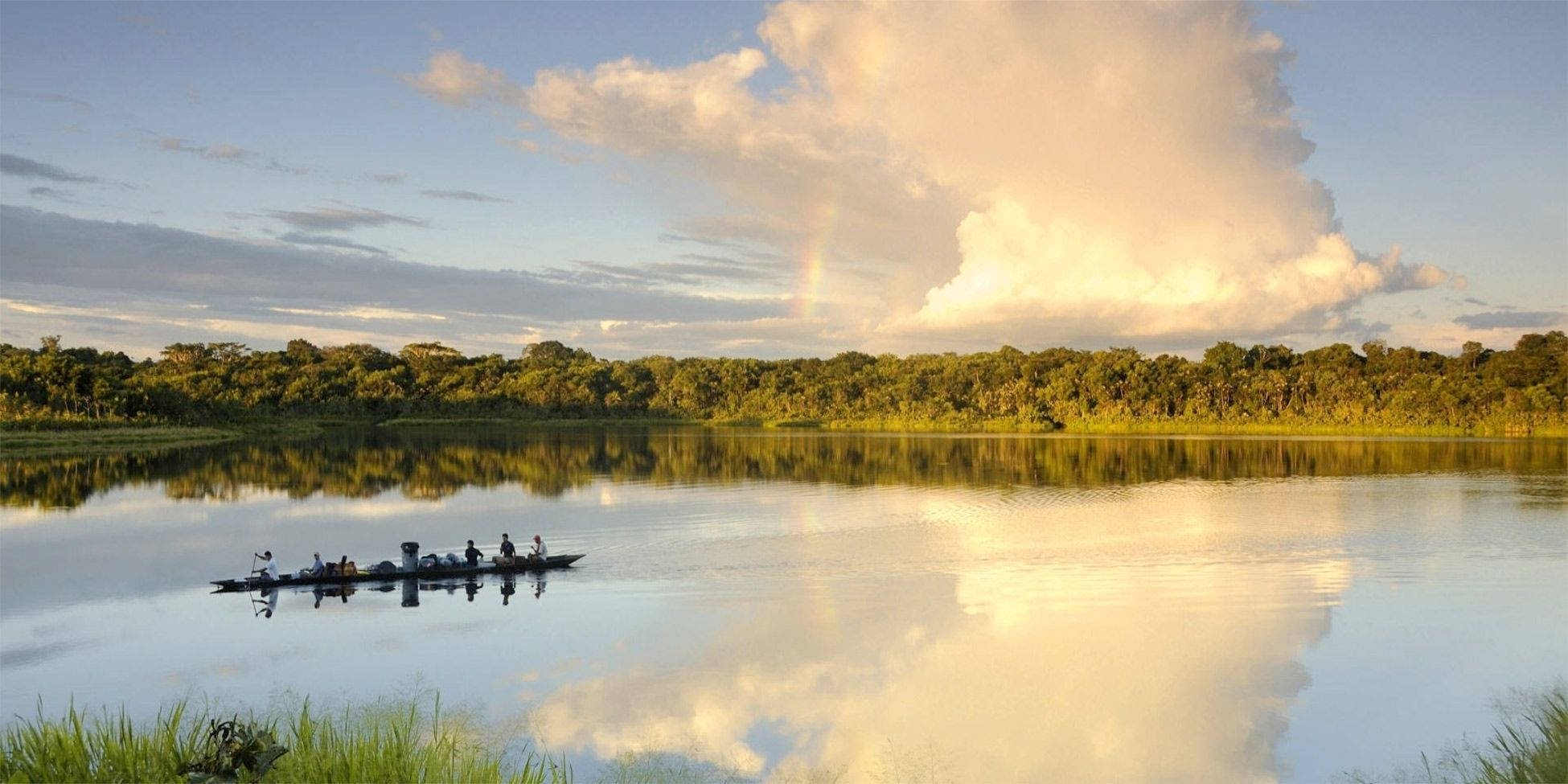 Amazonas, sunset, golden clouds, Full HD Desktop Wallpaper