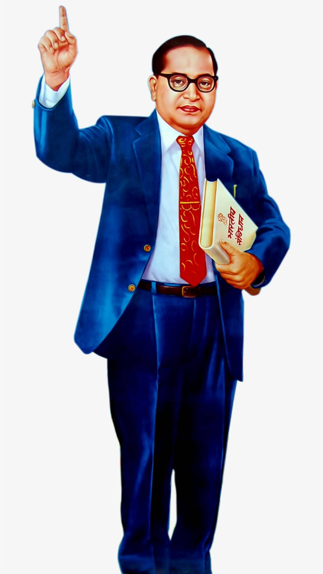 Standing Ambedkar 4K, blue suit, red tie, Full HD Phone Wallpaper