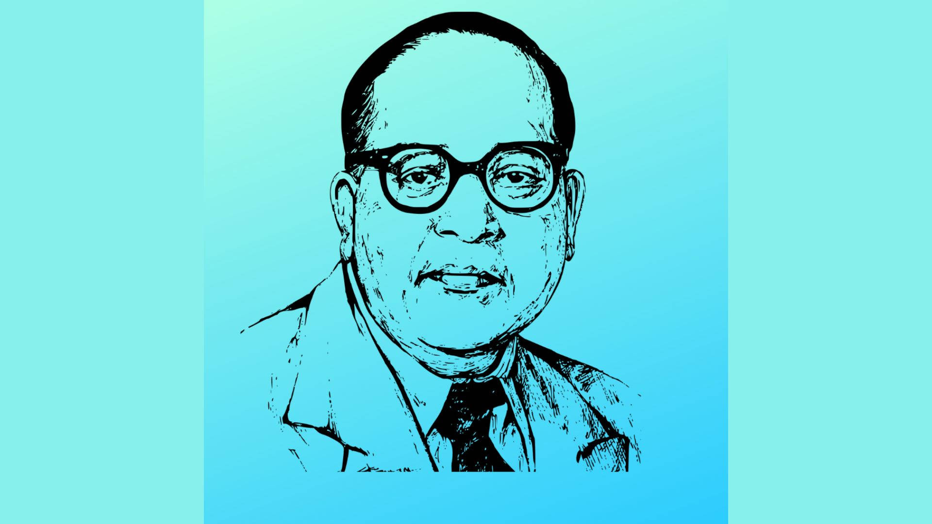 Ambedkar 4K, blue, black ink portrait, Full HD Desktop Wallpaper