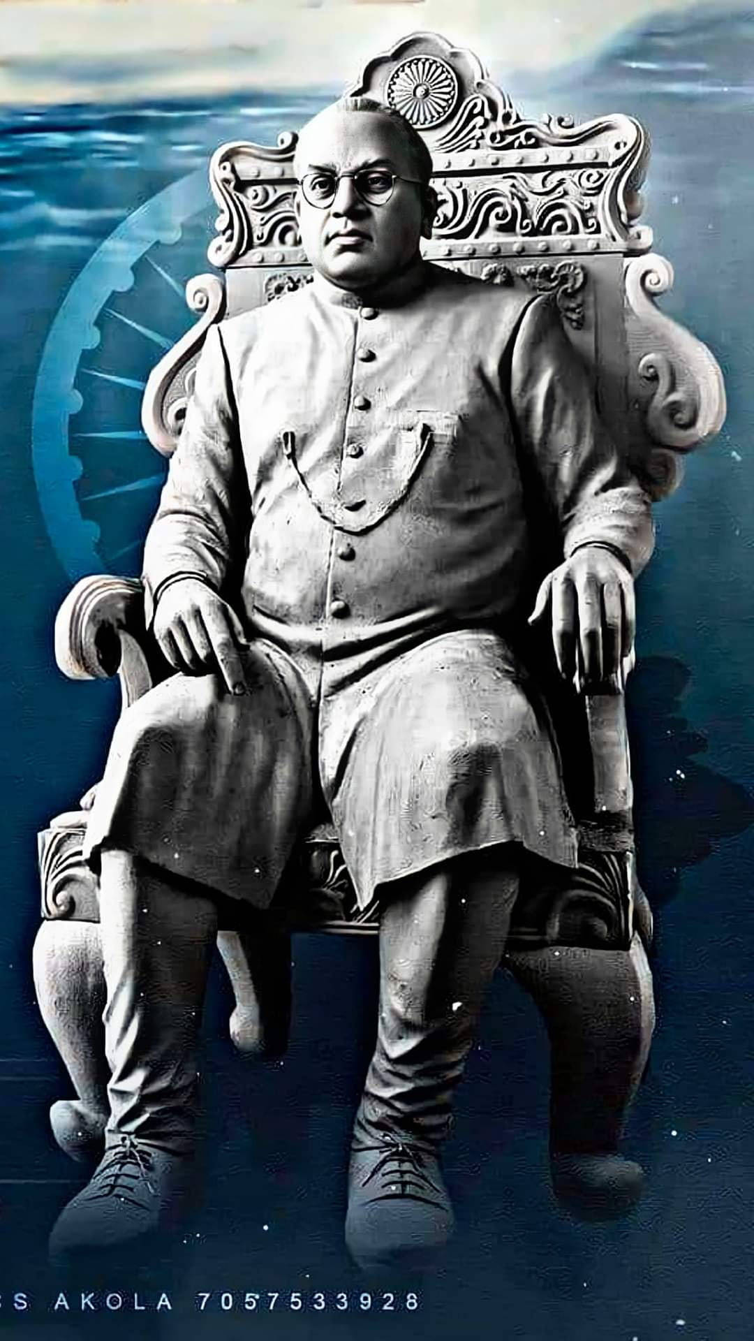 Ambedkar, digital statue, man in glasses, Full HD Phone Wallpaper