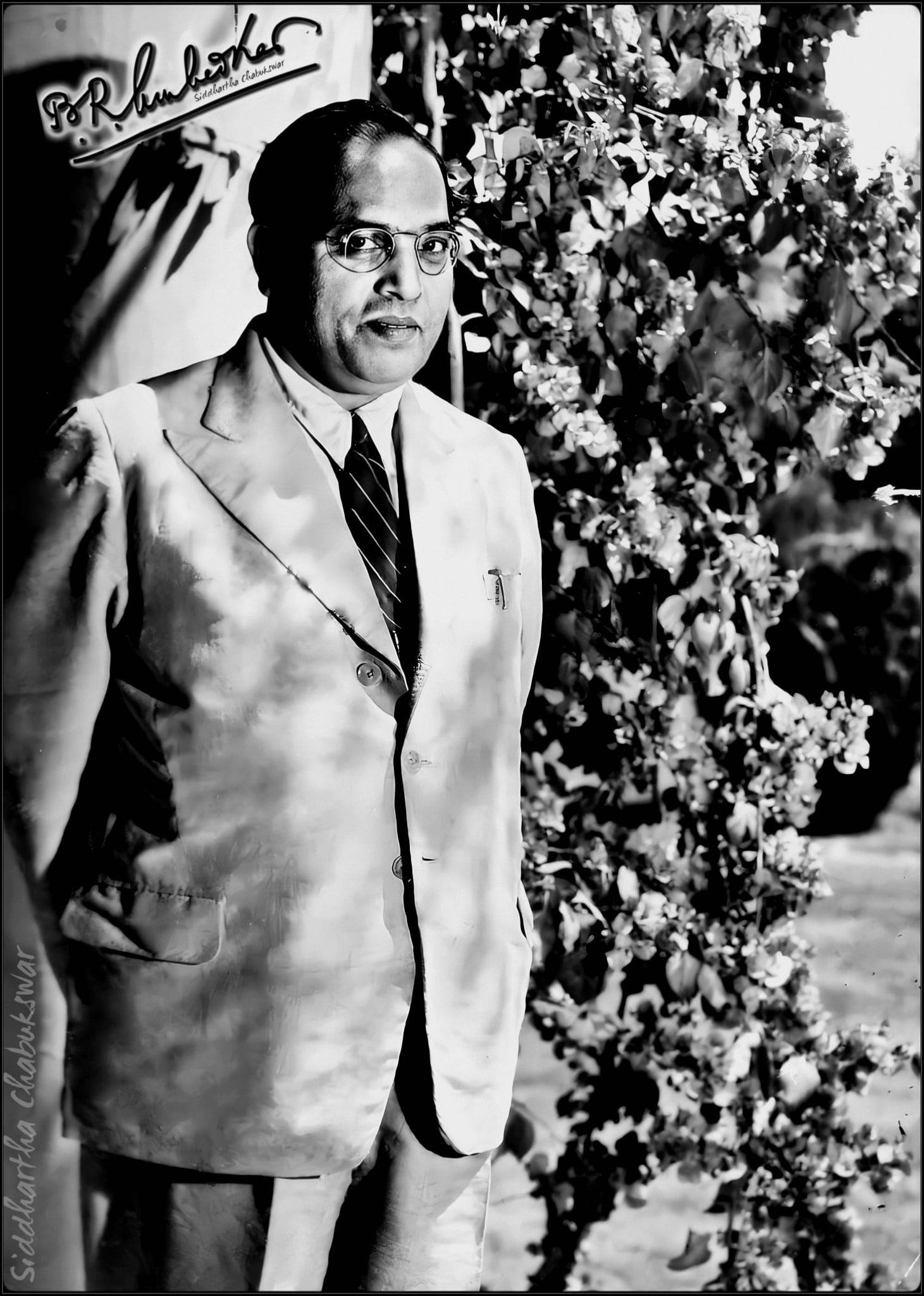 Ambedkar, black and white photograph, suit, Full HD Phone Wallpaper