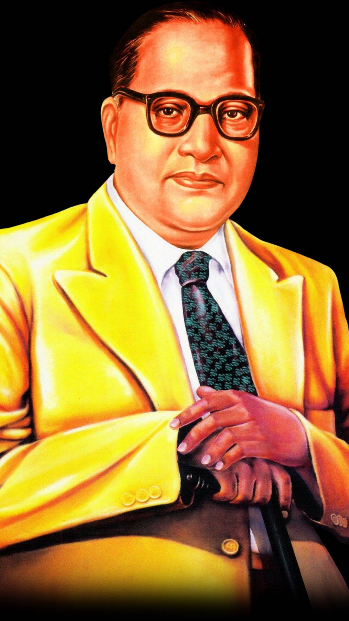 Ambedkar, oil painting, bright yellow suit, Full HD Phone Wallpaper