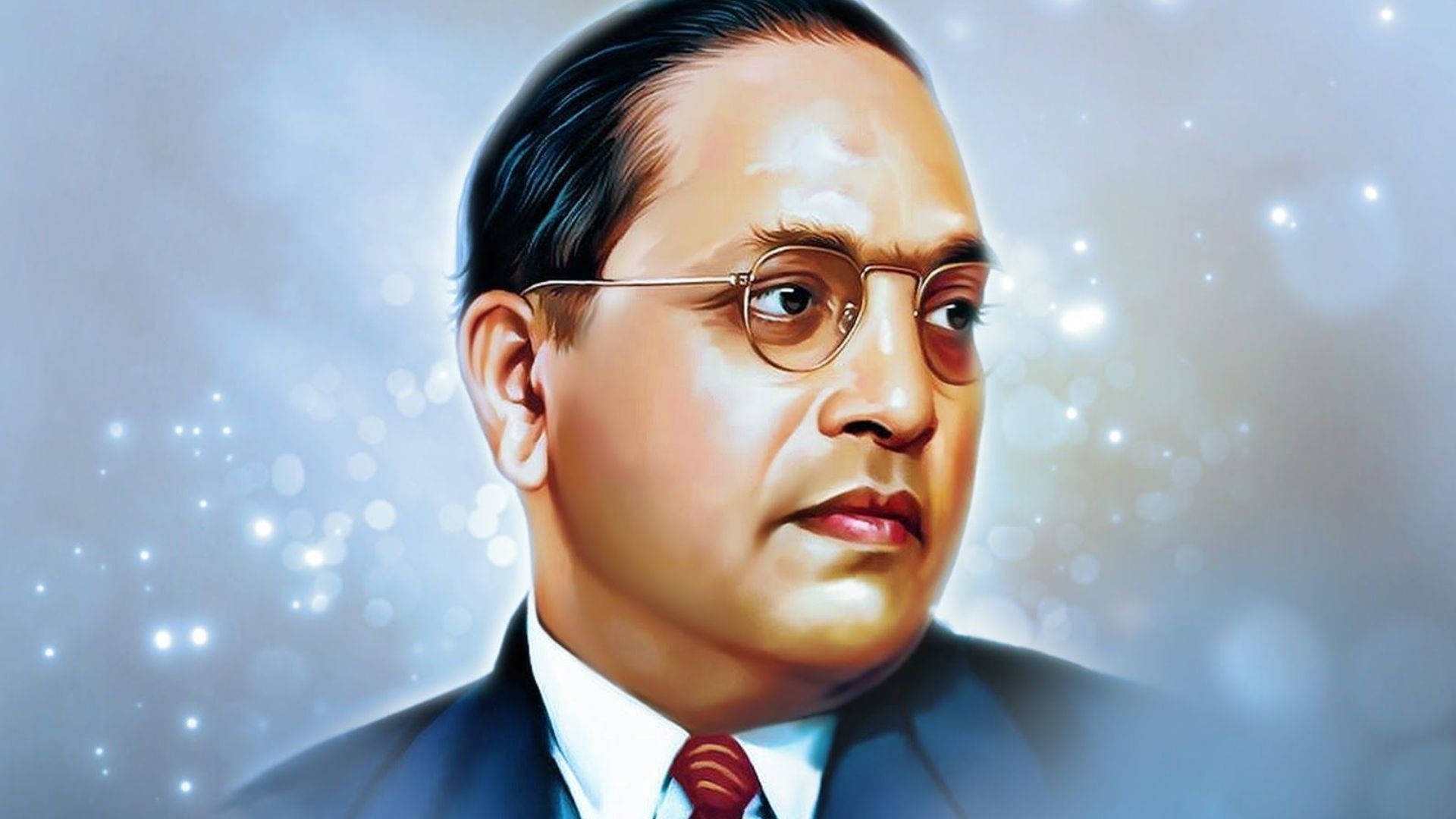 Glowing Ambedkar, 4K Portrait, round glasses, Full HD Desktop Wallpaper