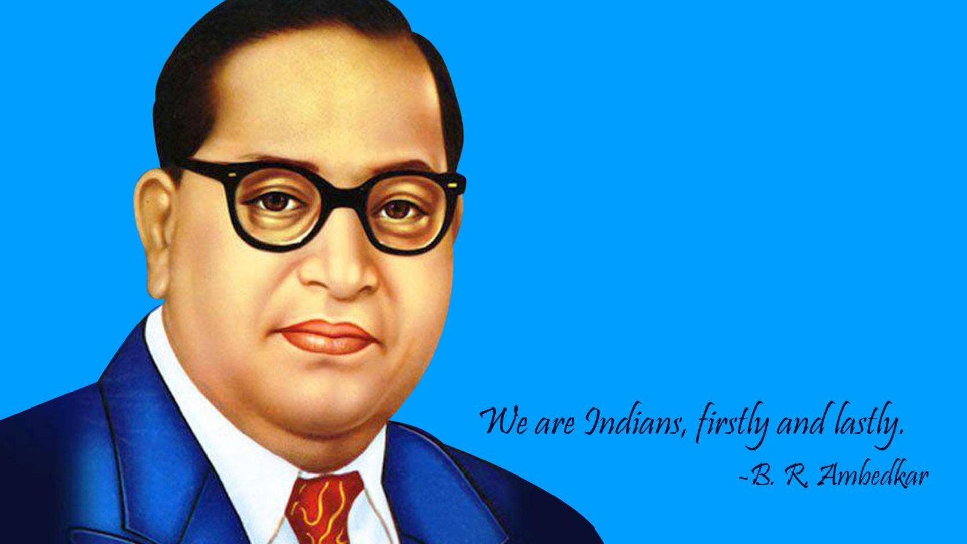 B R Ambedkar, blue suit, glasses, Full HD Desktop Wallpaper