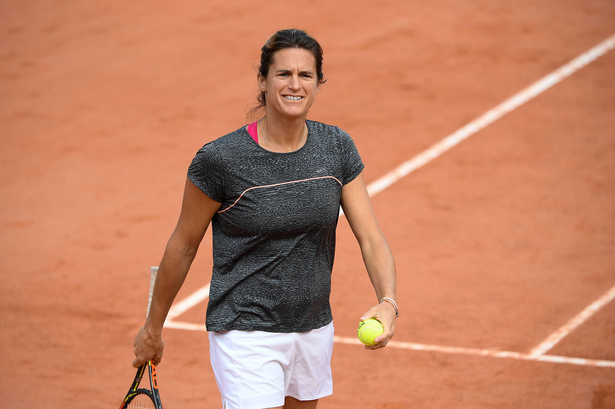 Amélie Mauresmo, clay court, racket, Full HD Desktop Wallpaper