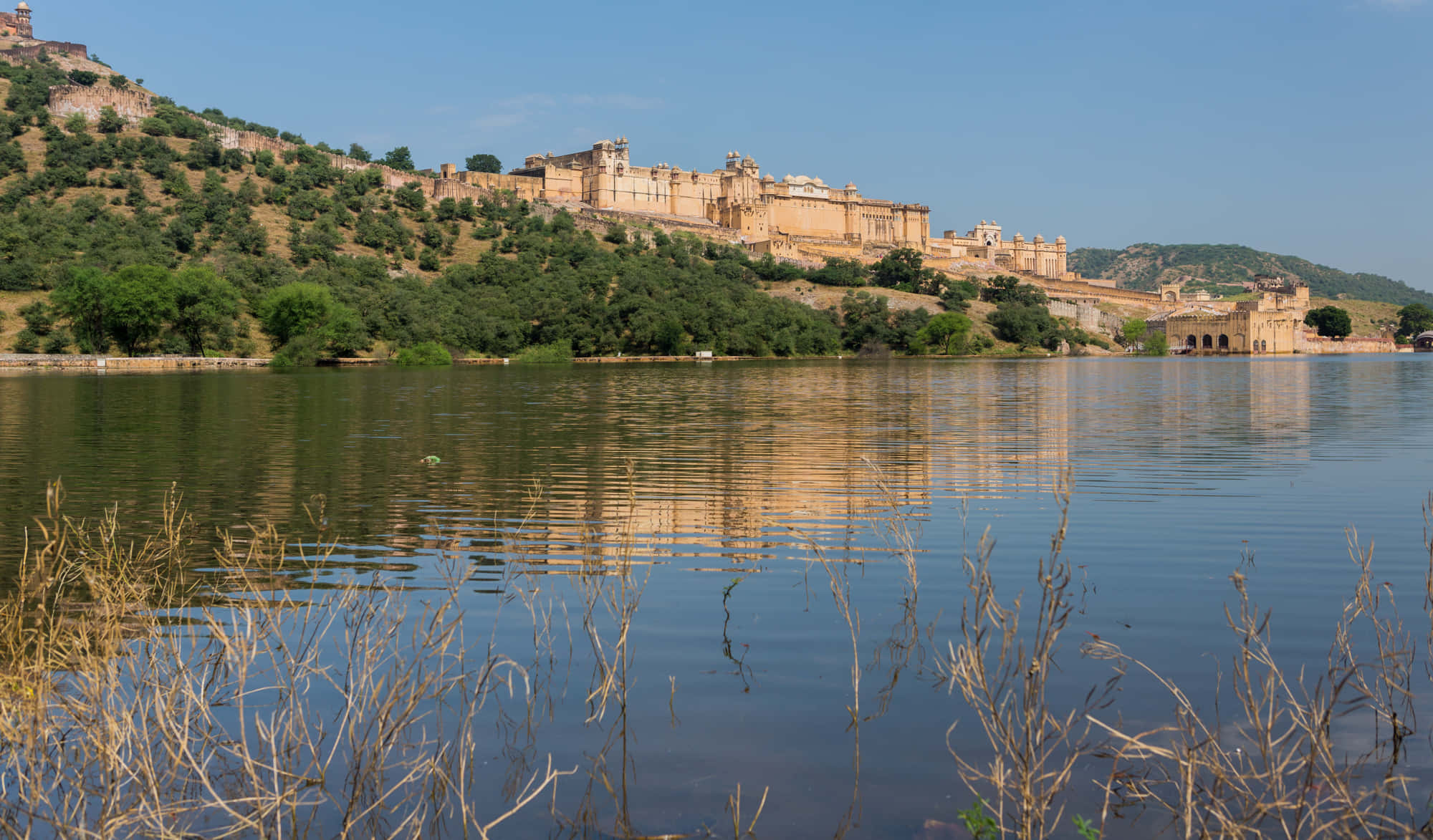 Amer Fort, lake, golden fortress, Full HD Desktop Wallpaper