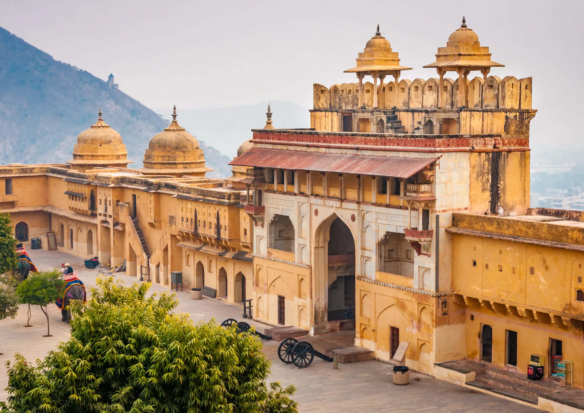 Amer Fort, yellow fortress, domes, Full HD Desktop Wallpaper