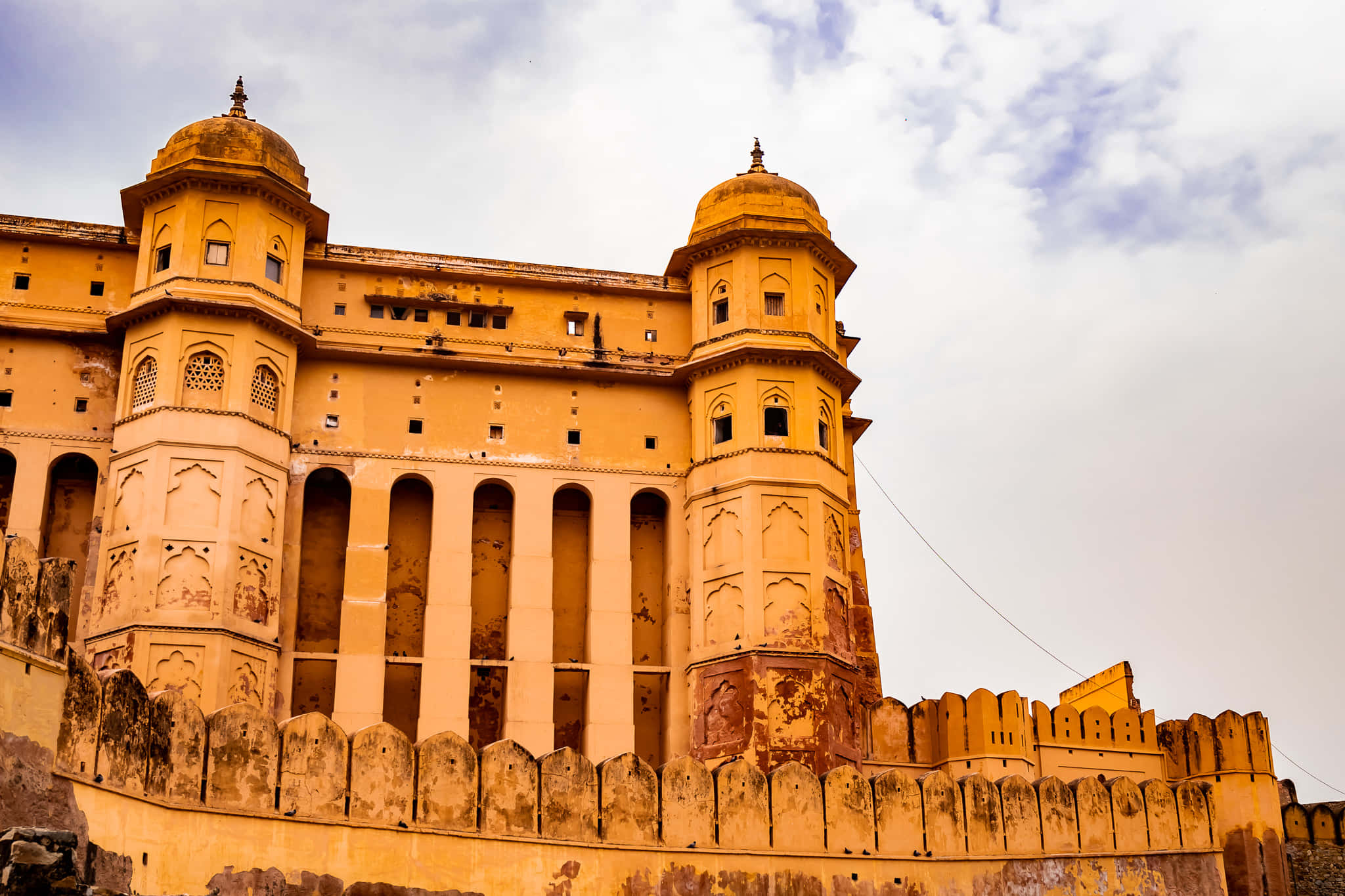 Amer Fort, white marble palace, domed towers, Full HD Desktop Wallpaper