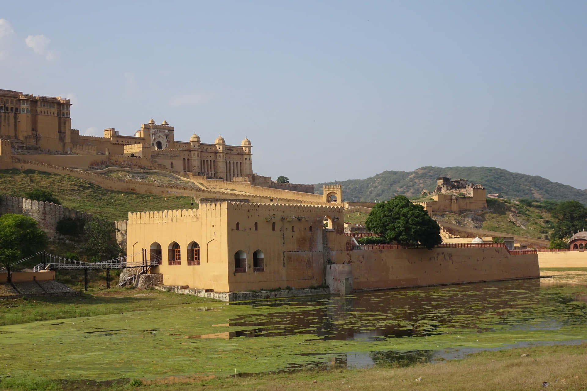 Amer Fort, golden fortress complex, hillside, Full HD Desktop Wallpaper