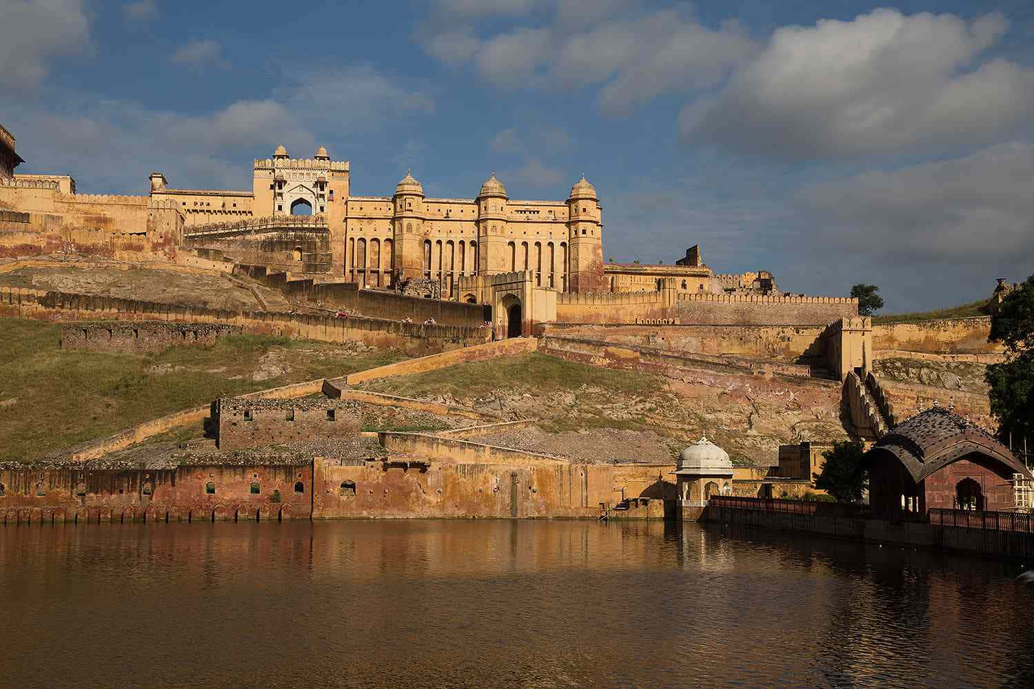 Amer Fort, golden hour, hillside, HD Desktop Wallpaper