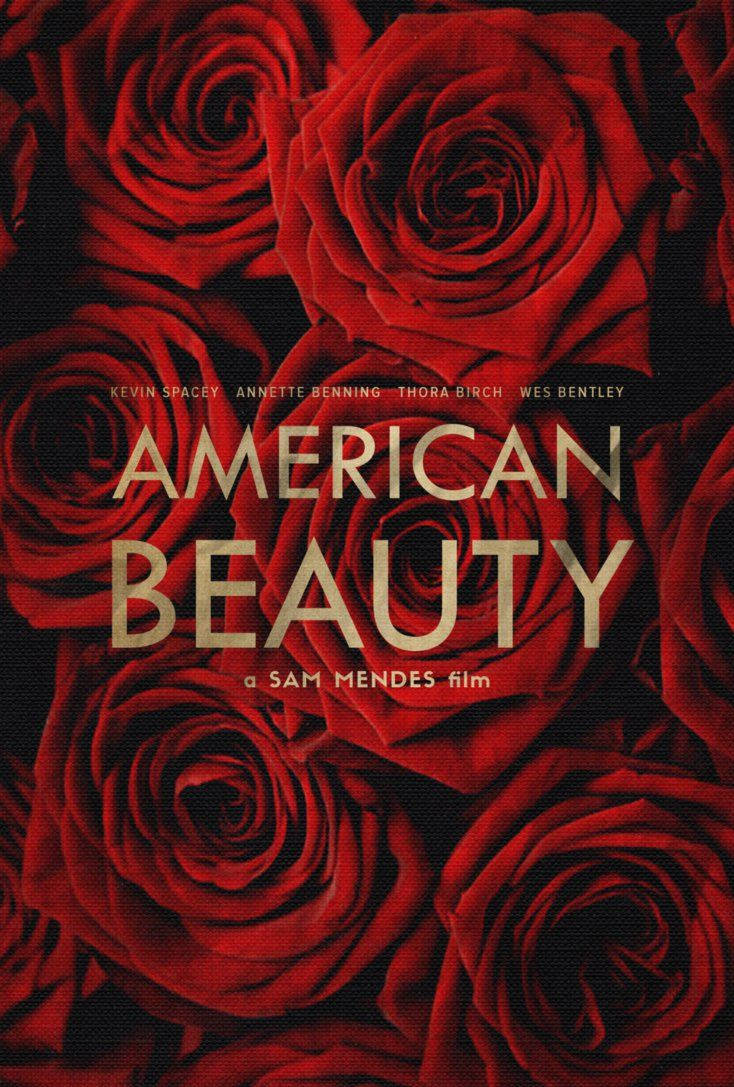 American Beauty, vibrant red roses, golden text, SD Phone Wallpaper