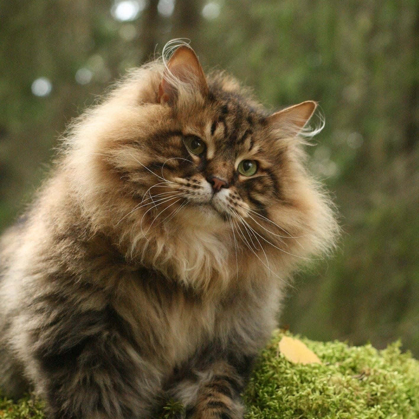 American Bobtail, fluffy brown tabby cat, green eyes, HD Desktop Wallpaper