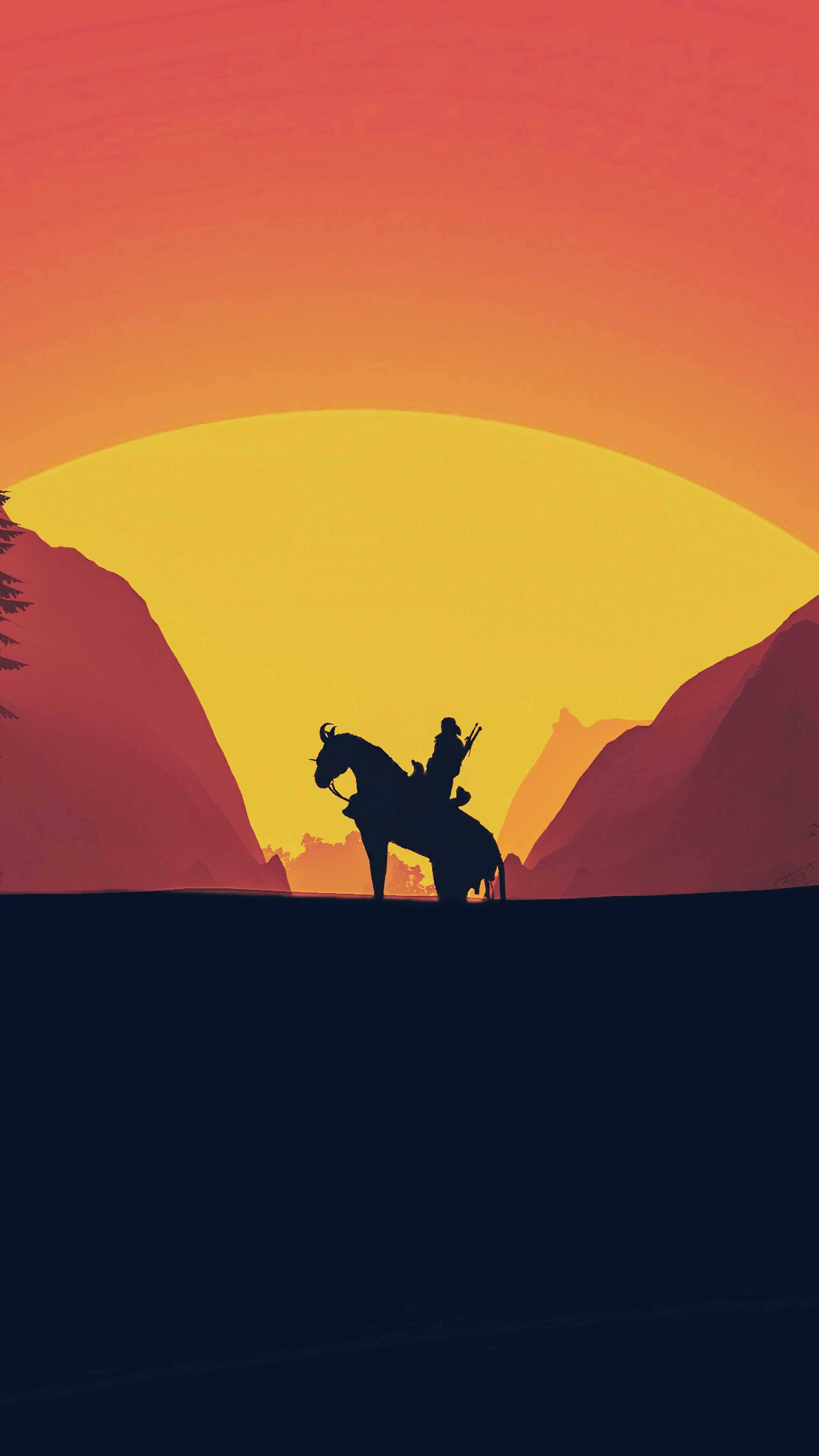 American Cowboy, horseback, rocky terrain, 4K Phone Wallpaper