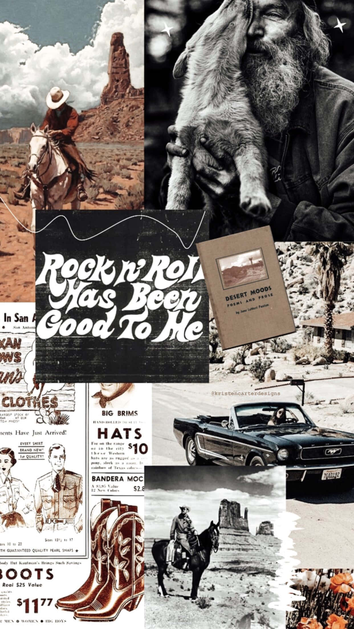 Western Cowboy, iPhone, vintage desert collage, Full HD Phone Wallpaper