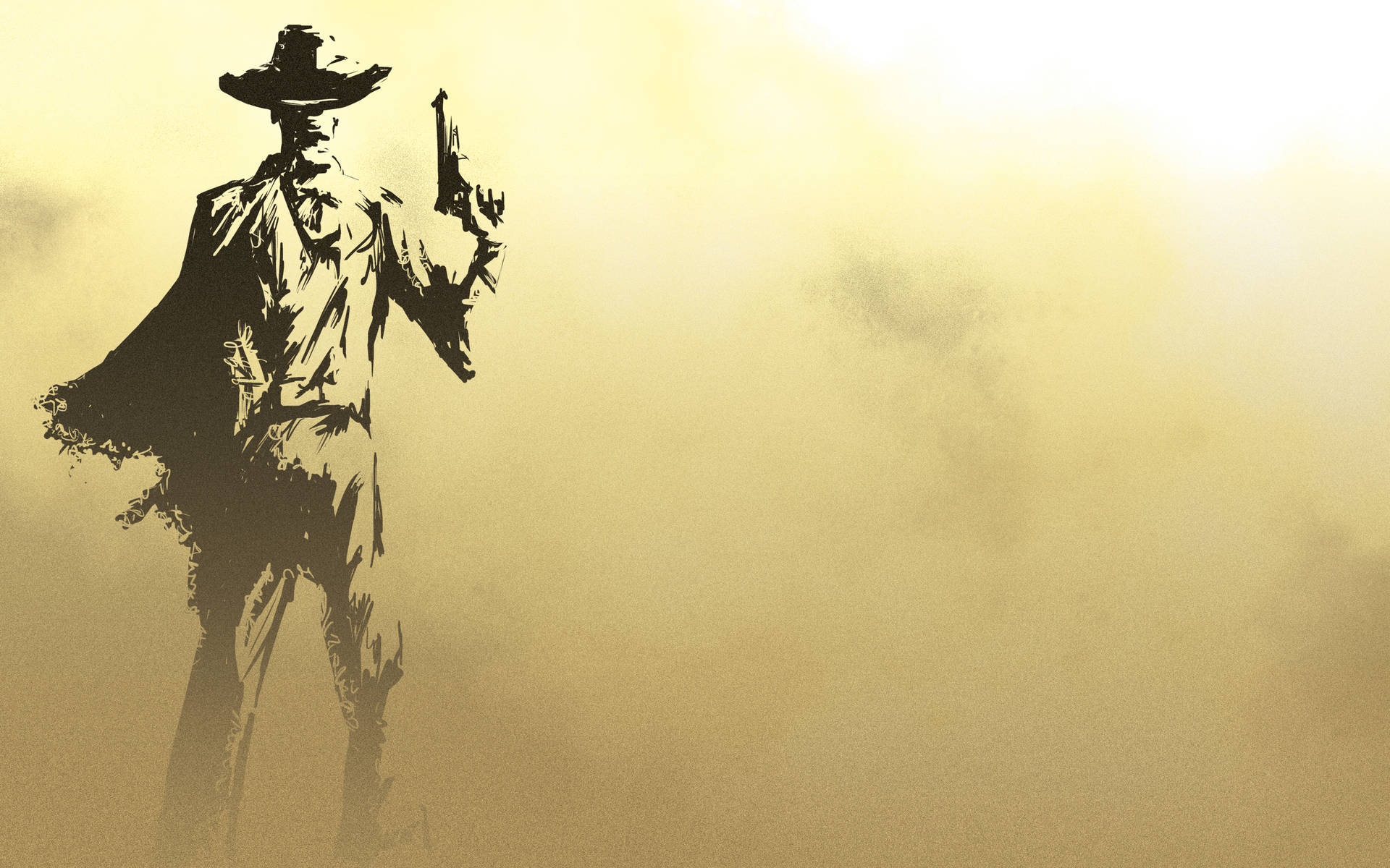 American Cowboy, cowboy silhouette, golden dust, Full HD Desktop Wallpaper