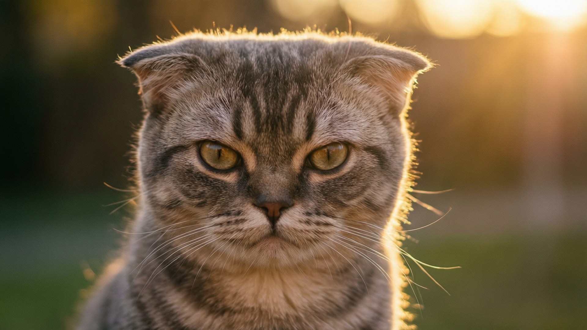 American Curl, curled ears, golden light, Full HD Desktop Wallpaper