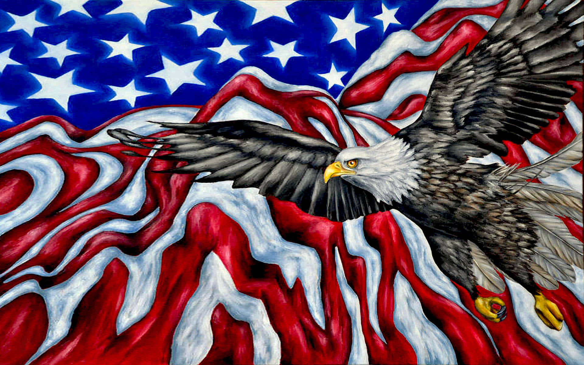 American Eagle, bald eagle, American flag, Full HD Desktop Wallpaper