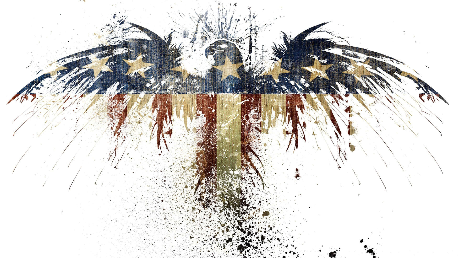 American Eagle, American flag colors, wings spread wide, Full HD Desktop Wallpaper