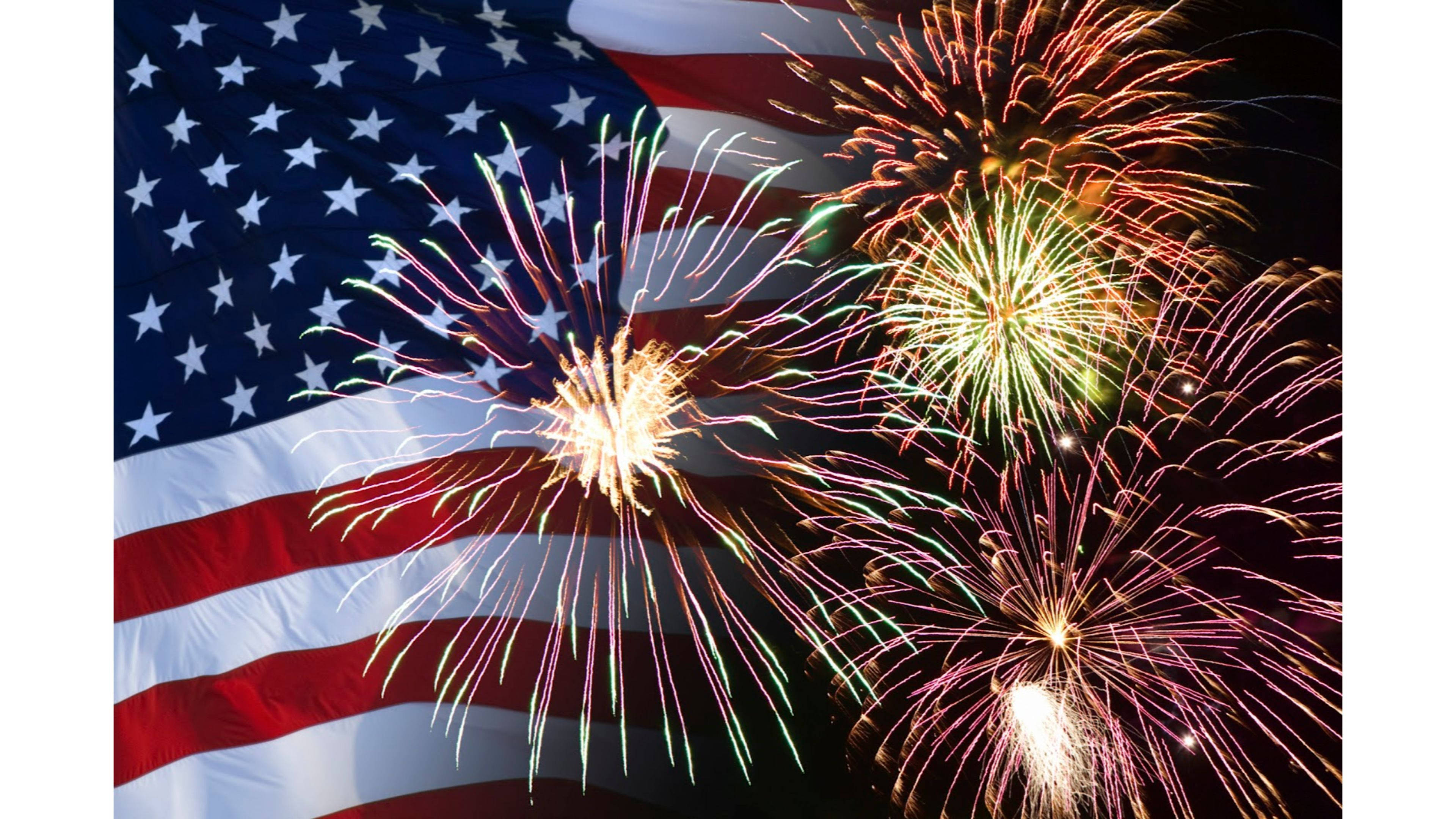 American flag, fireworks, night, 4K Desktop Wallpaper
