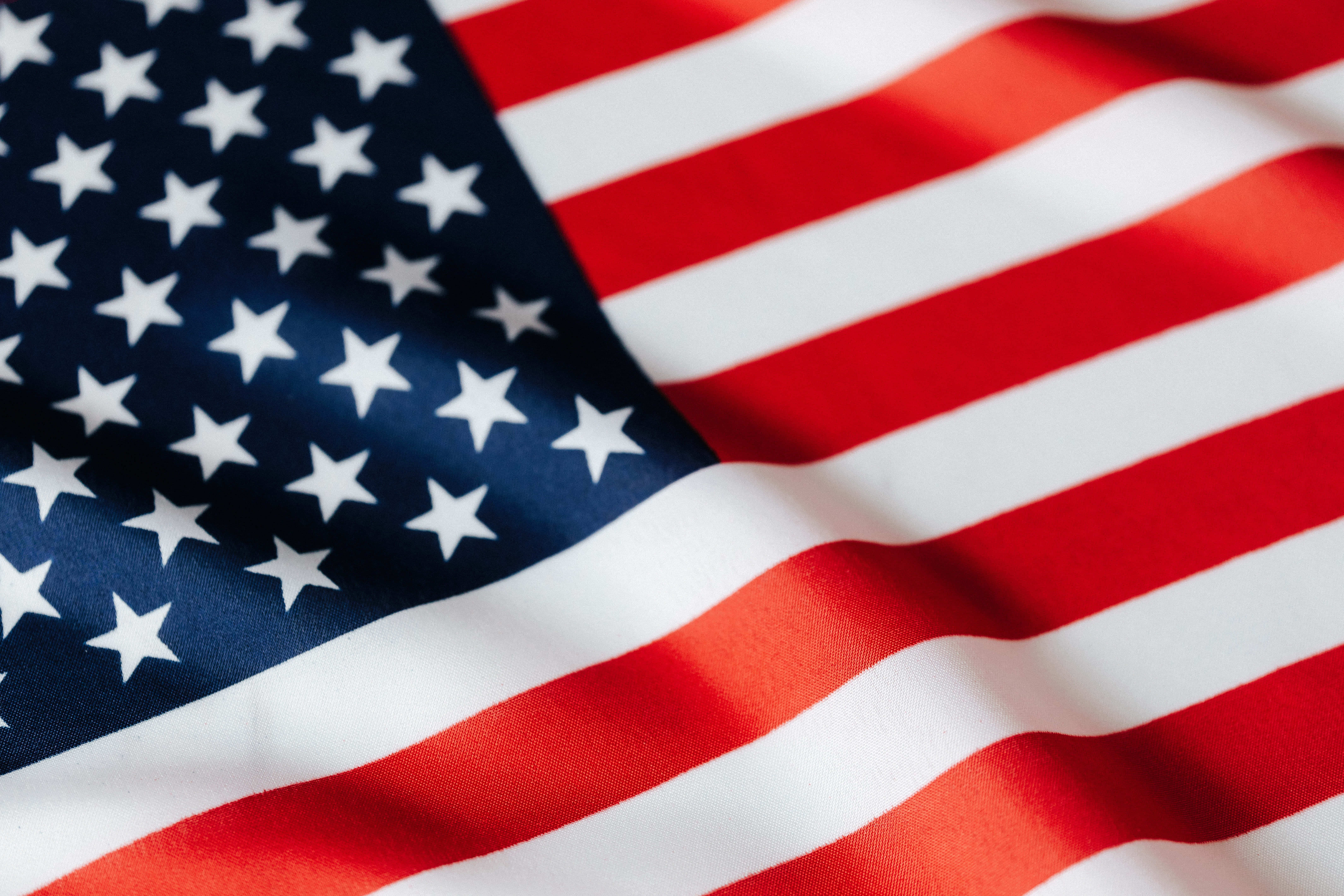 American Flag, red white stripes, blue field of white stars, 5K Desktop Wallpaper