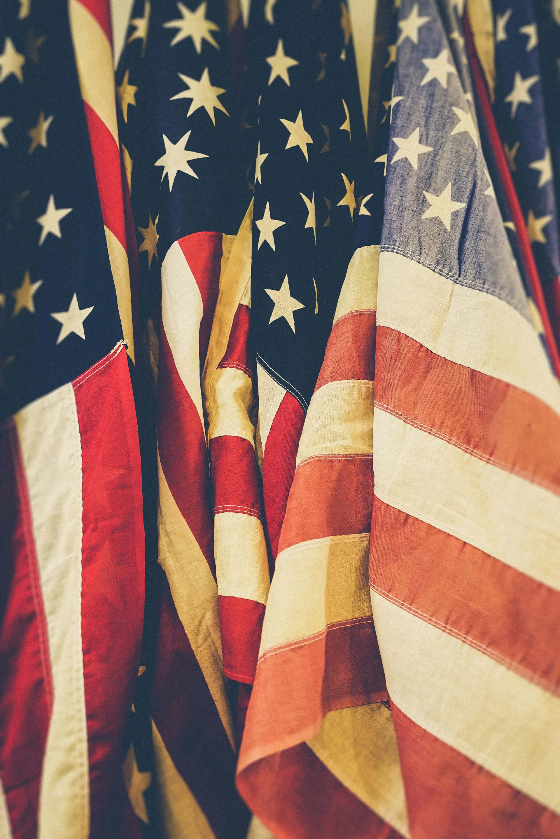 American Flag, stars and stripes, textured fabric, 2K Phone Wallpaper