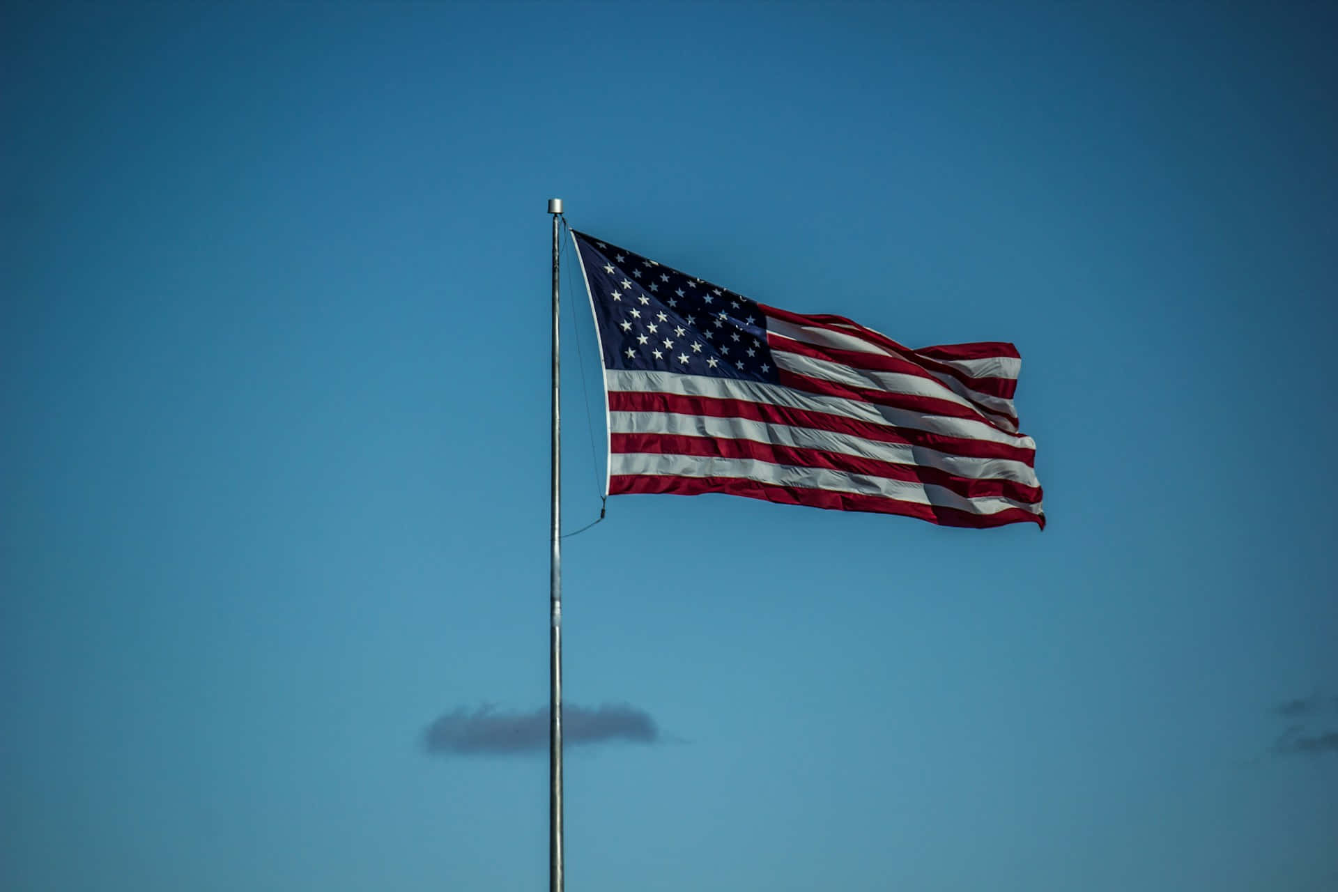 American Flag, blue sky, dark cloud, Full HD Desktop Wallpaper