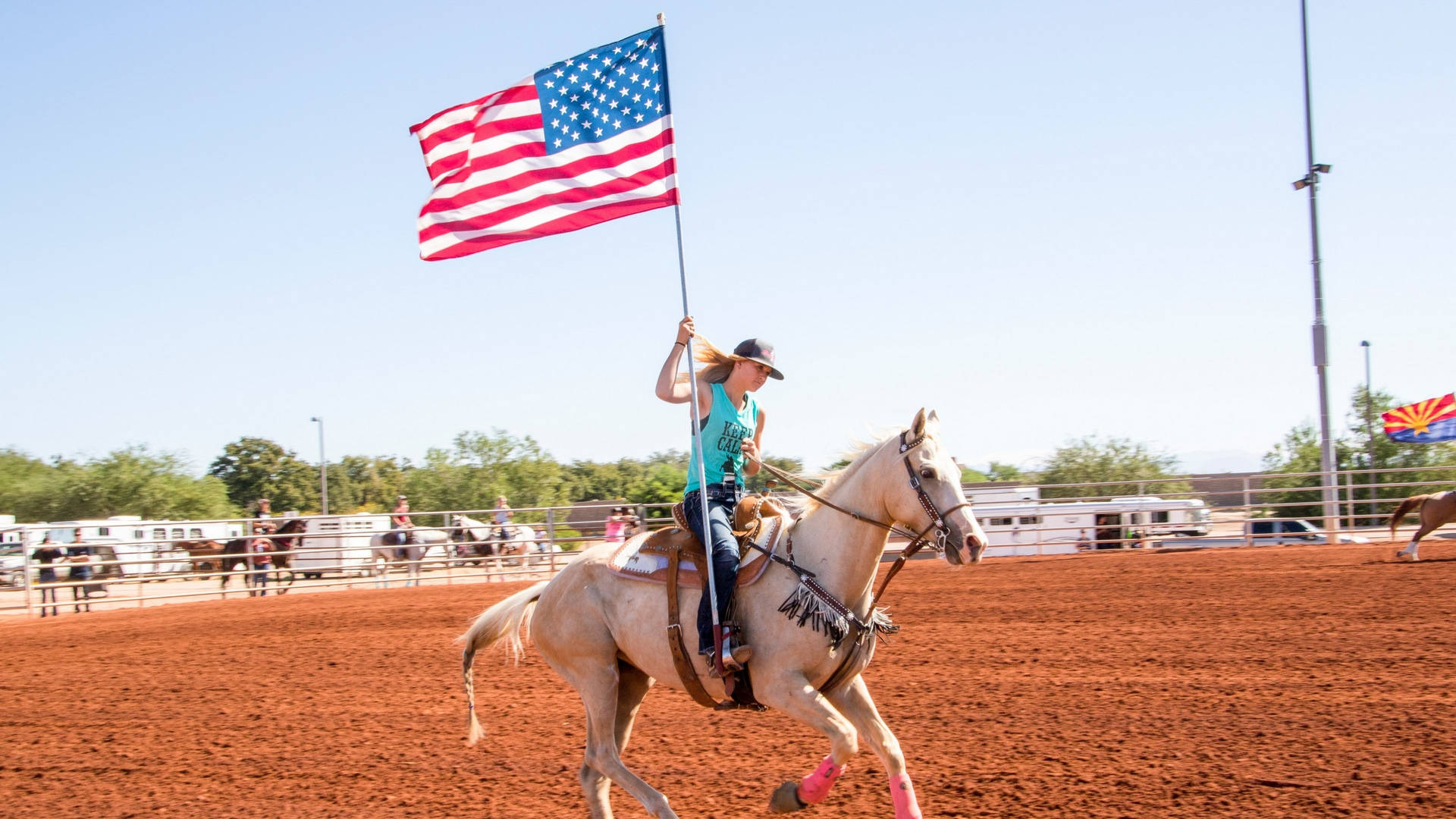 American Flag HD, rider, light horse, Full HD Desktop Wallpaper