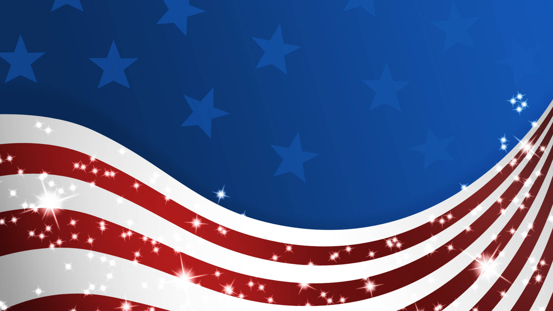 American Flag, sparkling stars, deep blue field, Full HD Desktop Wallpaper