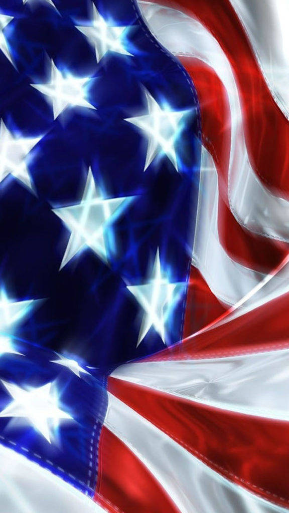 American Flag iPhone, glowing stars, flowing stripes, SD Phone Wallpaper