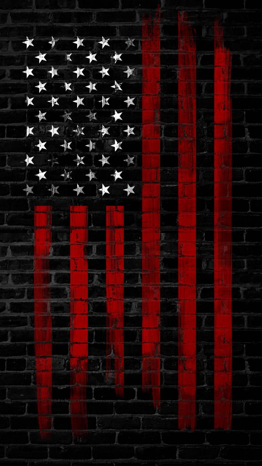 American Flag, brick wall, red stripe, HD Phone Wallpaper