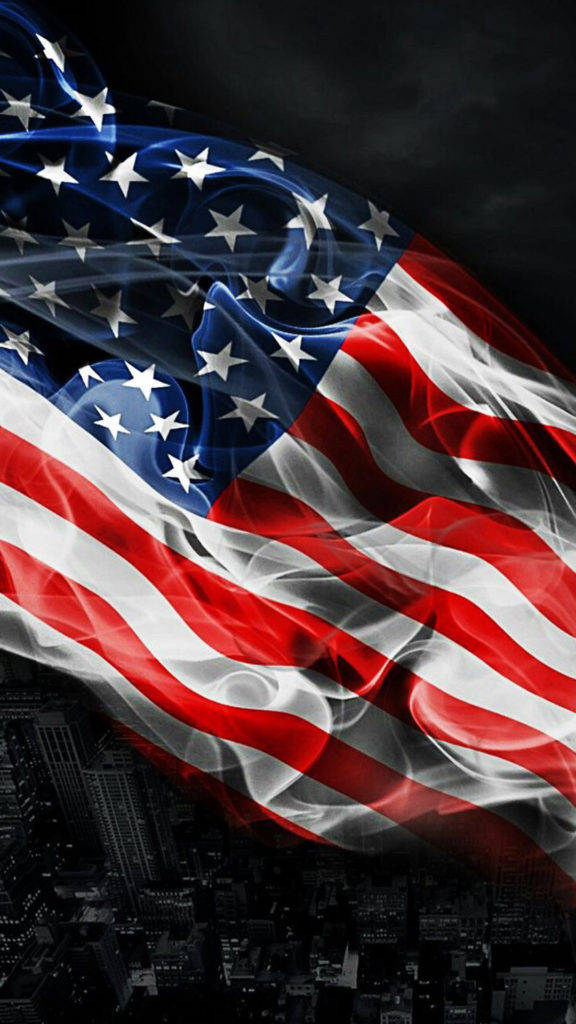 American Flag iPhone, night, dark cityscape, SD Phone Wallpaper