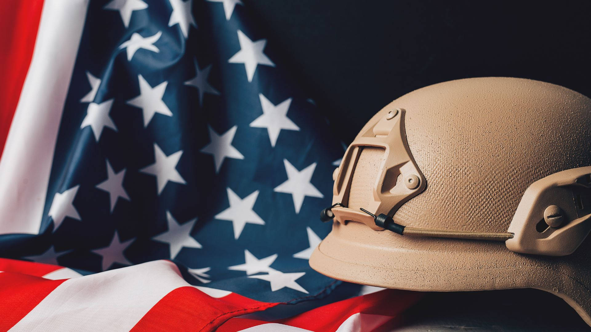 military combat helmet, American flag, stars and stripes, Full HD Desktop Wallpaper