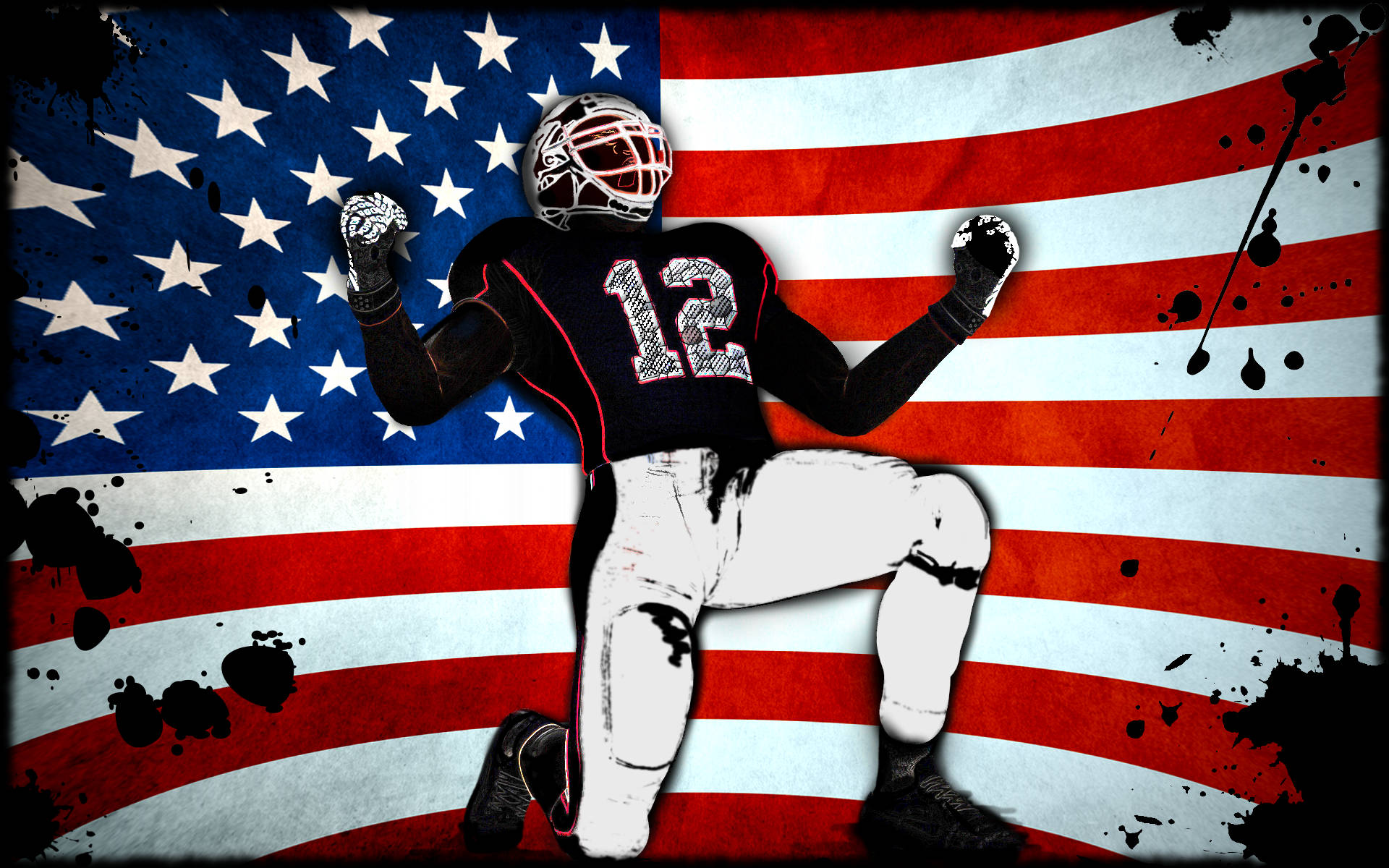 American Football iPhone, number 12, distressed American flag, Full HD Desktop Wallpaper