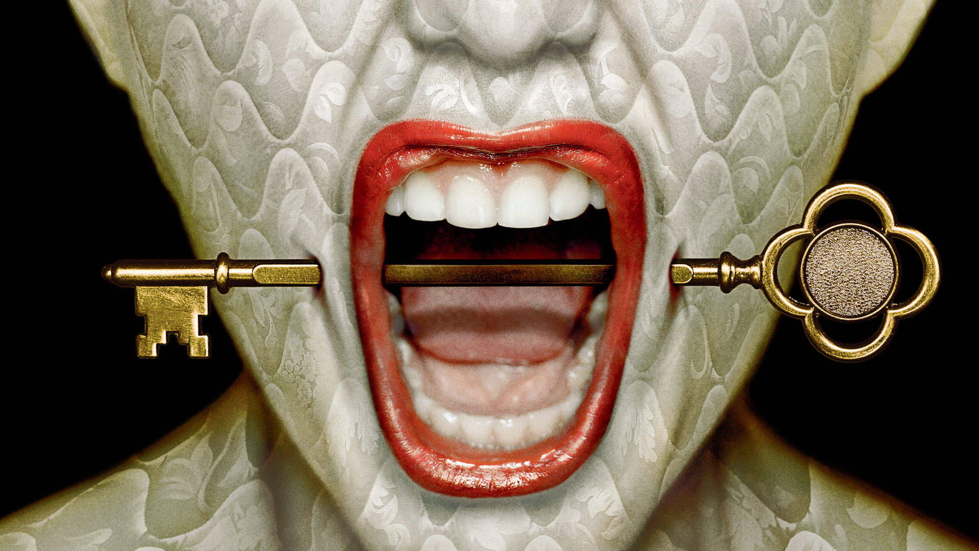 American Horror Story, fish-scale skin, red lips, Full HD Desktop Wallpaper