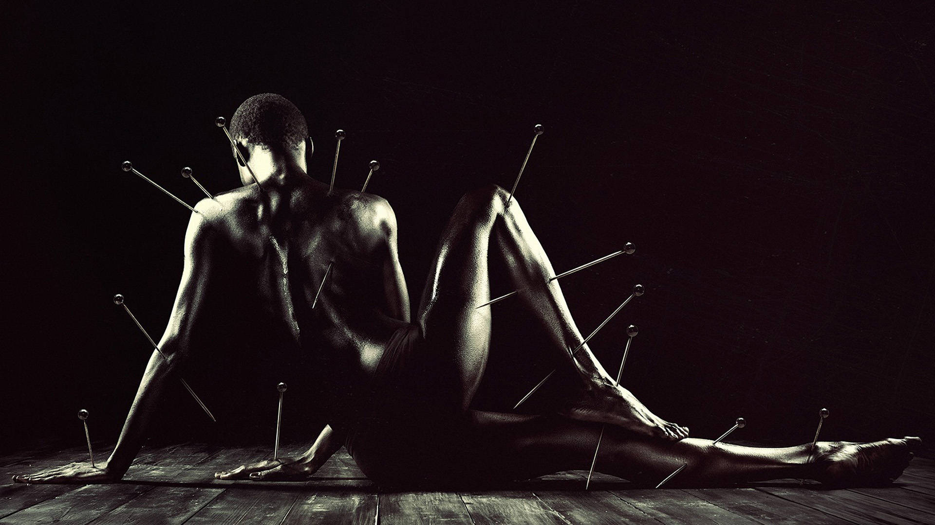 American Horror Story, man with pins, nude figure, Full HD Desktop Wallpaper