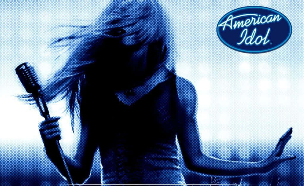 American Idol, vintage microphone, blue-toned halftone style, SD Desktop Wallpaper