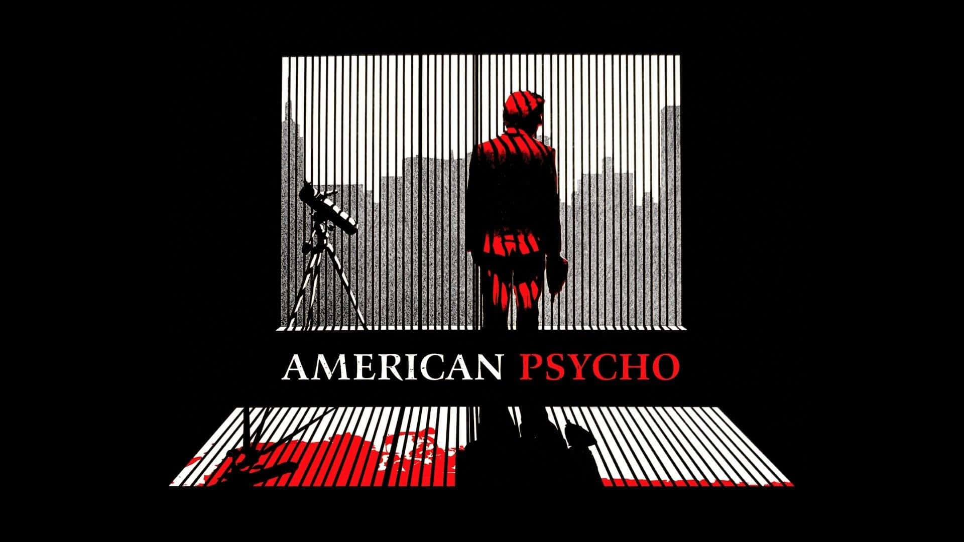 American Psycho, red striped suit, vertical bars, Full HD Desktop Wallpaper
