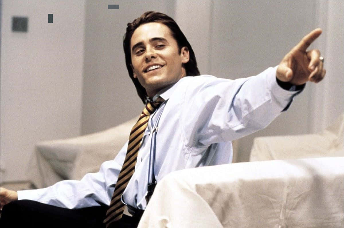 American Psycho, light blue shirt, striped tie, SD Desktop Wallpaper