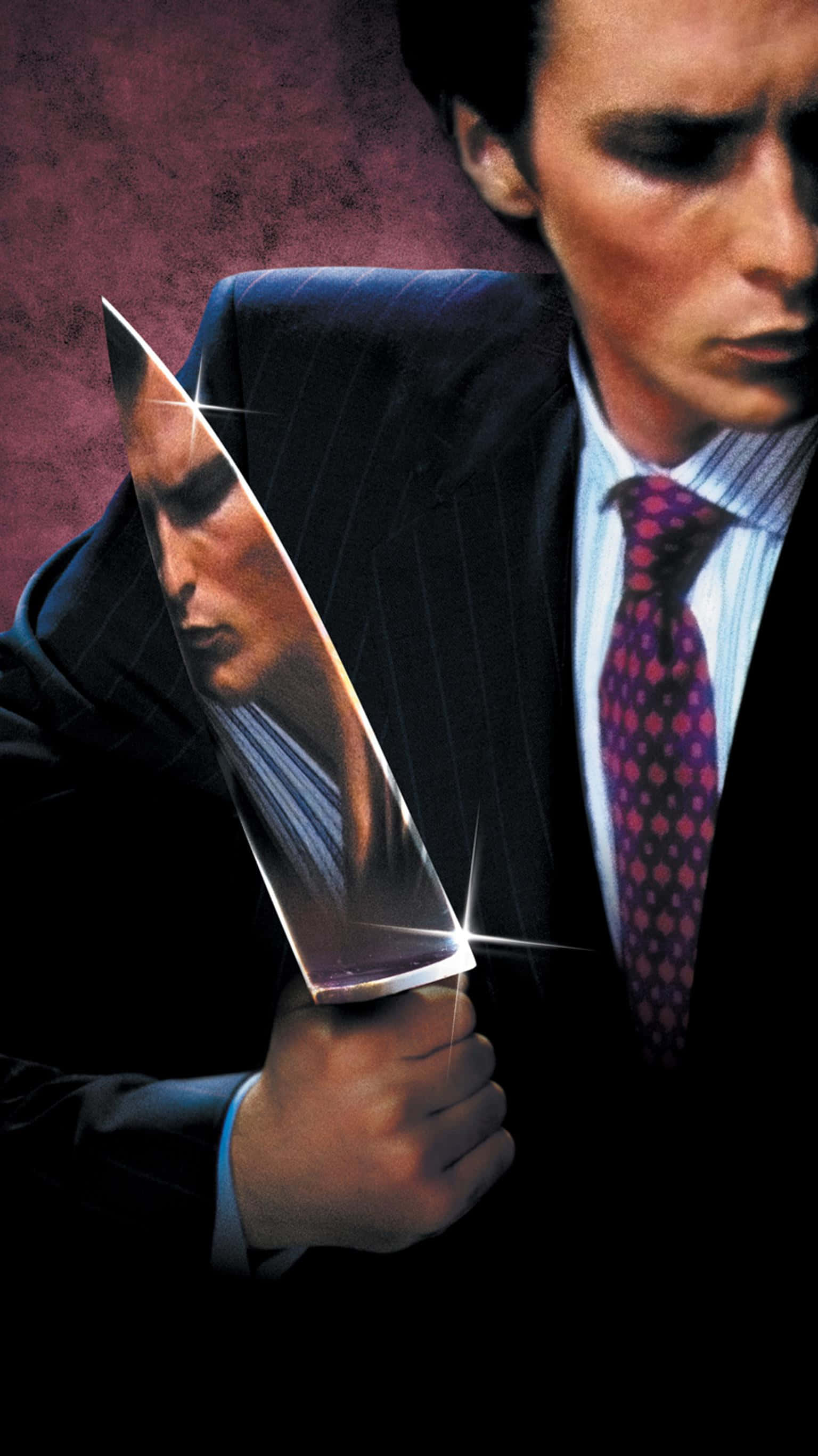 American Psycho, knife, suit, 2K Phone Wallpaper