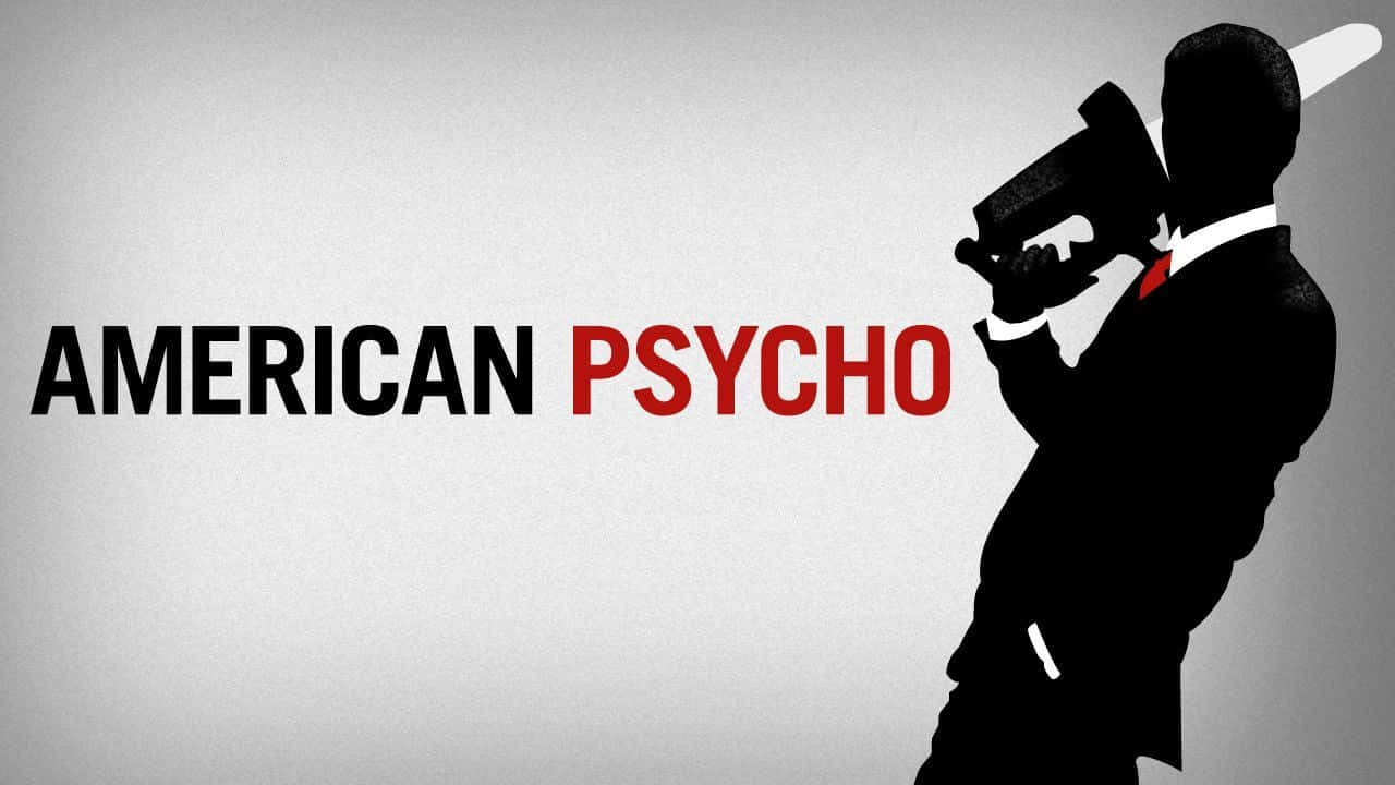 American Psycho, black silhouette, man in a suit, HD Desktop Wallpaper