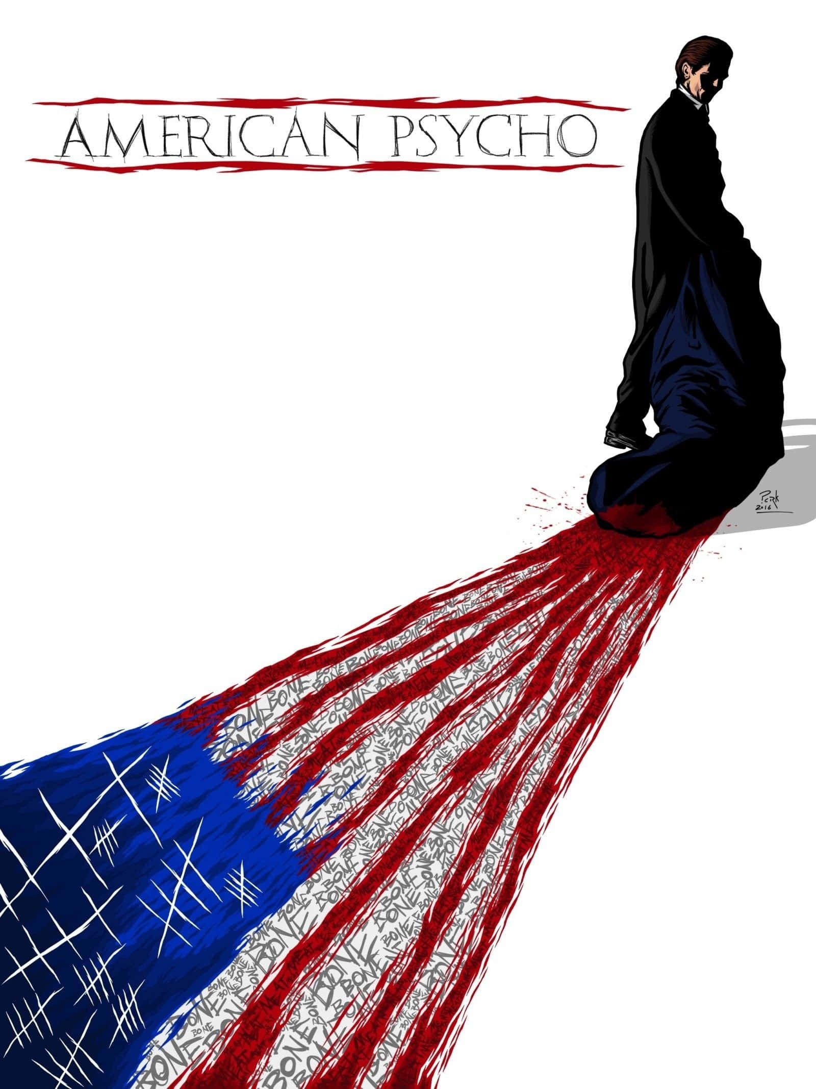 American Psycho, HD, bloodied American flag, Full HD Phone Wallpaper