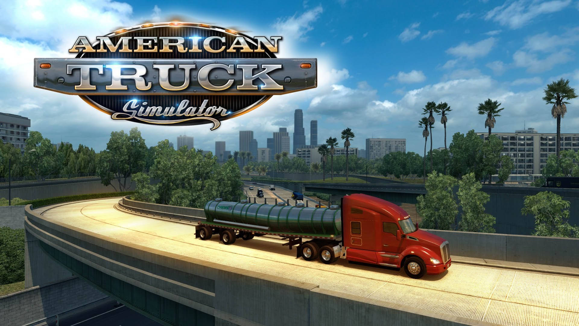 American Truck Simulator, big rig truck, red semi-truck, Full HD Desktop Wallpaper