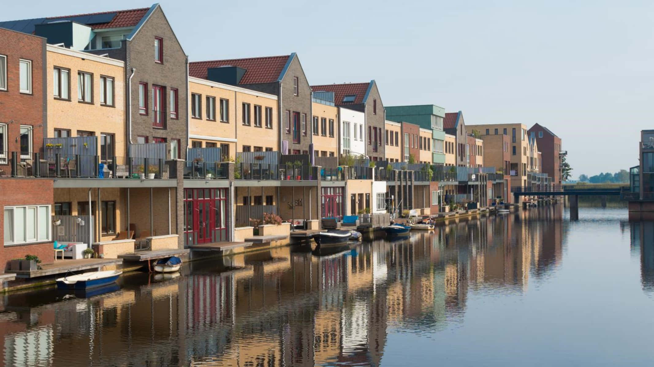 Amersfoort, waterfront homes, canal, Full HD Desktop Wallpaper