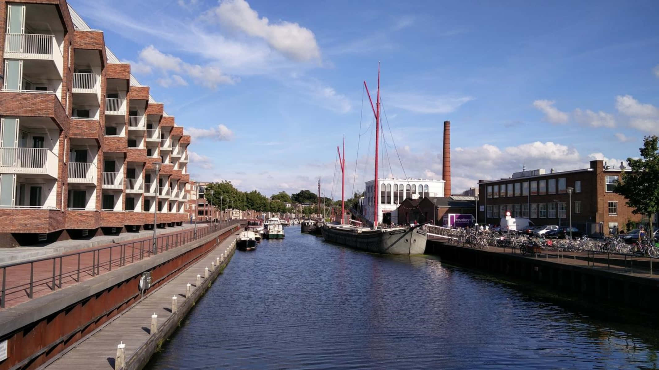 Amersfoort, waterfront scenery, canal scene, Full HD Desktop Wallpaper