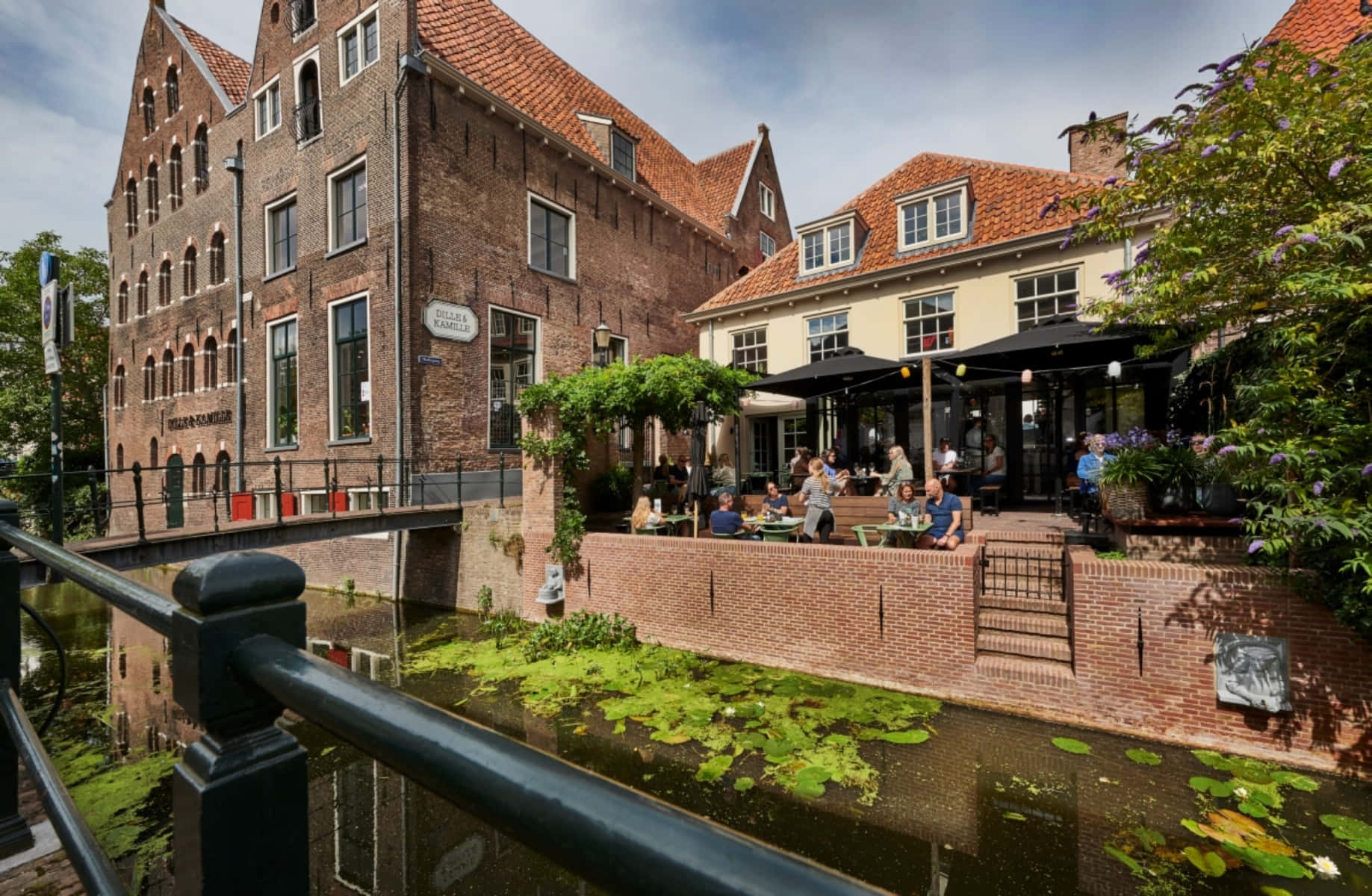 Amersfoort, canal side cafe, outdoor dining, HD Desktop Wallpaper