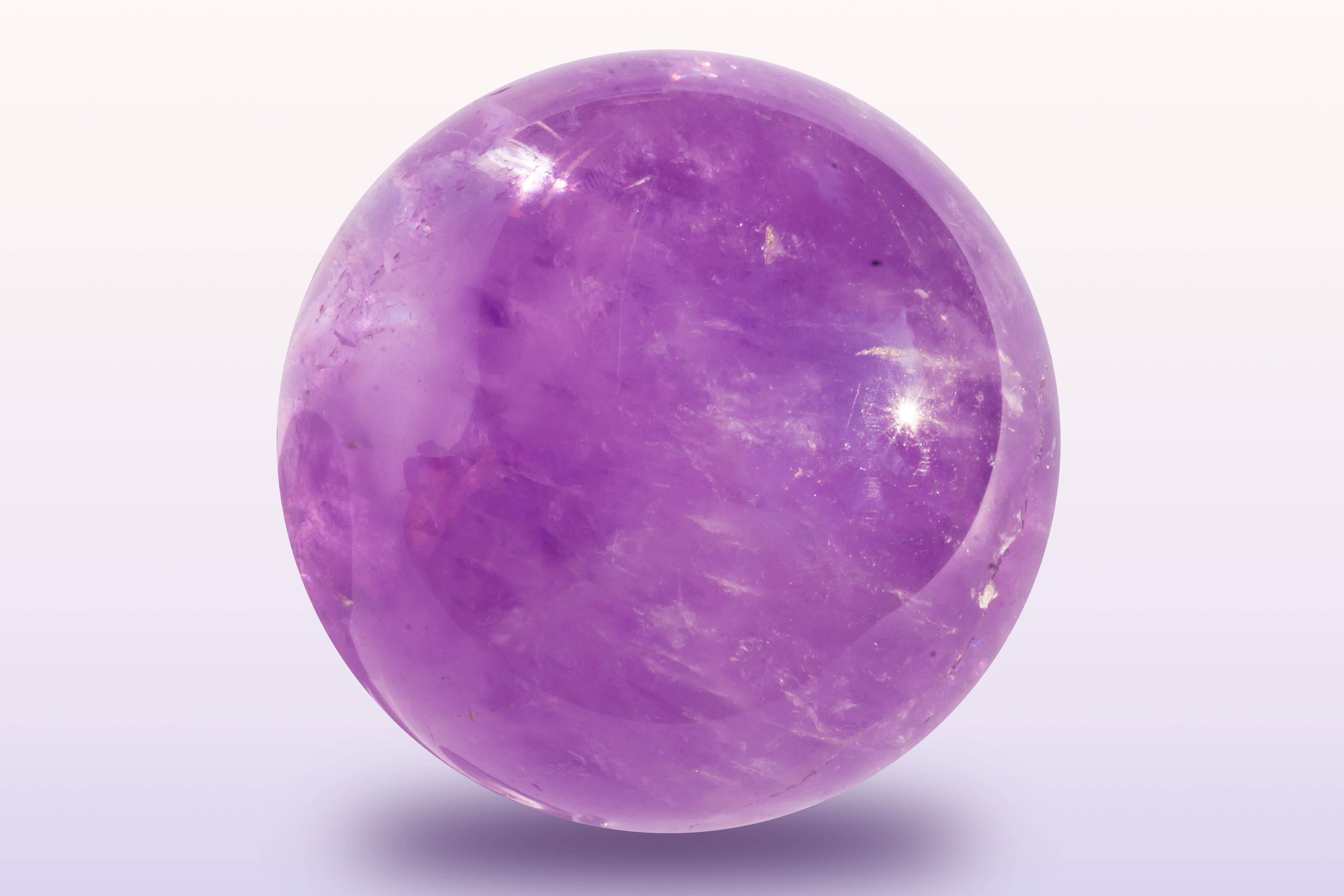 amethyst crystal orb, polished purple amethyst sphere, internal fractures, 4K Desktop Wallpaper